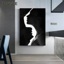 Abstract Black White Lover Canvas Art Modern Sexy Girl Poster Print Creative Wall Art Picture for Living Room Cuadro Decorativo 2024 - buy cheap