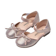 Zapatos de princesa con lazo y diamantes de imitación para niña, calzado individual para boda y fiesta, color rosa y plateado, novedad de 2020 2024 - compra barato