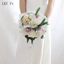 LKY Fr Свадебный букет для невесты и подружек невесты Свадебный букет белые розы искусственные цветы гортензии свадебные аксессуары для дома 2024 - купить недорого