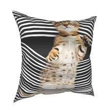 Gato bonito kitty fronha capa de almofada decoração de casa lance travesseiro para casa poliéster dupla face impressão casual 2024 - compre barato