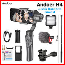 Andoer 3-axis handheld cardan smartphone estabilizador com mini tripé suporte esportes câmera adaptador placa para smartphone para gopro 2024 - compre barato