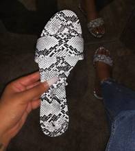 2020 new sandals and slippers female flat snake pattern casual ladies slippers beach shoes large size 41 42 43 2024 - buy cheap