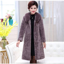 Thicken Women's Faux Fur Coat Long Warm Sheep Shearing Coat Mother Winter Coats Noble Woolen Coat Jacket With Fur Collar f1900 2024 - buy cheap