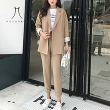 Heydress Casual Solid Women Pant Suits Notched Collar Blazer Jacket & Pencil Pant Khaki Female Suit Autumn high quality 2024 - buy cheap