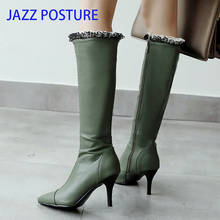 2020 Brand New Winter White Green black Women Knee boots fashion Party Lady Dress Shoes Stiletto Heel Plus Big Size 34-43 z286 2024 - buy cheap