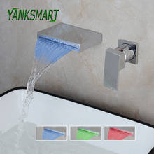 YANKSMART светодиодный хромированный настенный кран для ванной комнаты с одной ручкой, кран для ванной и водопада, кран для раковины, смеситель 2024 - купить недорого