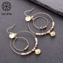 Vintage Korean Dangle Earrings Conch With Bead Hook Accessories Unusual Thing Women's Jewelry Female Hanging Gift For Engagement 2024 - buy cheap