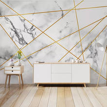 Papel de parede 3d personalizado, fundo de parede moderno minimalista geométrico dourado 2024 - compre barato