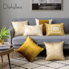Diphylleia-funda de cojín con corte de gamuza, funda de almohada decorativa dorada, Jacquard de lujo moderno, estilo medio, ropa de cama oriental 2024 - compra barato