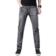 2021 Autumn New Men's Stretch-fit Midweight Jeans Business Casual Classic Style Fashion Denim Trousers Male  Gray 2024 - buy cheap