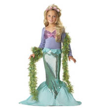 Платье принцессы «Русалочка Ариэль» для девочек; Детский костюм на Рождество, карнавал, день рождения, вечеринку; детская нарядная одежда и парик 2024 - купить недорого