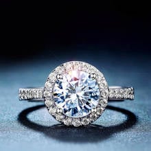 Round Silver Moissanite Ring 1ct D VVS Luxury Moissanite Weding Ring for Women 2024 - buy cheap