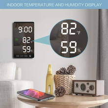 Креативный светодиодный зеркальный настольный электронный будильник с сенсорной кнопкой 6 дюймов настенные цифровые часы с индикацией температуры и влажности 2024 - купить недорого