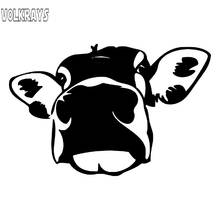 Volkrays интересный стикер автомобиля корова большой лицо аксессуары светоотражающий водонепроницаемый солнцезащитный крем виниловая наклейка черный/серебристый, 8 см * 12 см 2024 - купить недорого