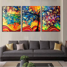 Pintura de diamantes de imitación para decoración de pared, mosaico redondo con bordado de diamantes de imitación, árbol de color abstracto, punto de cruz, regalo, 3 unidades 2024 - compra barato