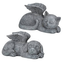 Estatua de Mascota de Ángel, perro/gato súper lindo durmiendo, adorno de resina de ala de Ángel para jardín UD88, 1/2 Uds. 2024 - compra barato