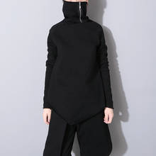 Moletom feminino liso com capuz, pulôver feminino gola alta euro streetwear outono inverno 2020 2024 - compre barato