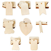 25/50pcs Unfinished Natural Wood Slice Gift Tags Blank Rectangle Heart Shape Hang Tags Wedding Party Decoration Wooden Tags 2024 - buy cheap
