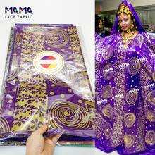 Bazin Riche con estampado de algodón para mujer y hombre, ropa tradicional de boda, color morado, 5 yardas, 100%, para Guinea, Senegal 2024 - compra barato