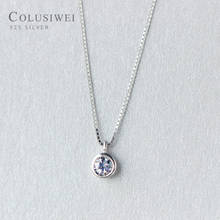 COLUSIWEI Genuine 925 Sterling Silver Sparkling AAA Zircon Round Pendant Necklace for Women Adjustable Box Chain Fine Jewelry 2024 - buy cheap