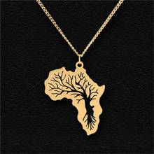 Hiphop Africa Necklace Gold Silver Plated Pendant Link Chain African Map Gift Tree Of Life Ethiopian Jewelry For Women / Men 2024 - buy cheap