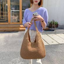 Casual Straw Women Shoulder Bags Wicker Woven Ladies Handbags Handmade Summer Beach Rattan Bag Female Messenger Bag Large Totes 2024 - buy cheap