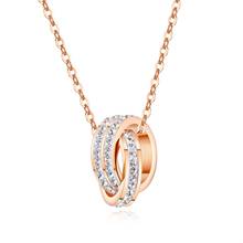 Fashion Double Circle Zircon Pendant Necklace Rose Gold Color Titanium Steel Jewelry For Woman  Gift Never Fade 2024 - buy cheap