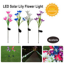 Outdoor Solar Garden Stake Lights with 4 Lily Flower Multi-color Changing LED Solar Landscape Lighting Light for Garden Patio 2024 - buy cheap