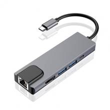 Portable 5-in-1 Gigabit Ethernet Lan RJ45 Type-C Hub to 4K USB 3.0 PD USB-C Docking Station Gigabit Ethernet Lan RJ45 Type-C Hub 2024 - buy cheap