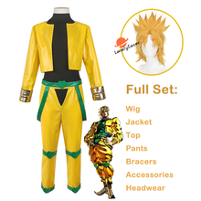 Fantasia para cosplay de jojo's bizarre adventure, dia das bruxas, traje para festa, couro amarelo 2024 - compre barato