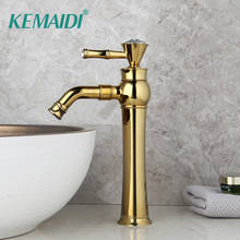 KEMAIDI Basin Faucets Gold Brass Faucet Square Bathroom Sink Faucet Single Handle Deck Mounted Hot And Cold Mixer Water Tap 2024 - buy cheap