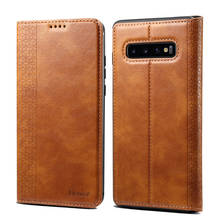 2020 для Samsung Galaxy S10 + кожаный чехол для телефона флип-кошелек чехол для Galaxy S10 Plus сумка черный мягкий резиновый силиконовый 2024 - купить недорого