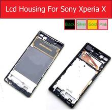 Lcd habitação média para sony xperia x f5121 f5122 moldura da tela frontal placa chassis capa mais botão lateral peças de reparo 2024 - compre barato