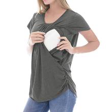 New Summer Casual Women Maternity Short Sleeve Solid Color Nursing Tops T-shirt Breastfeeding Shirt Camisetas Lactancia Verano 2024 - buy cheap