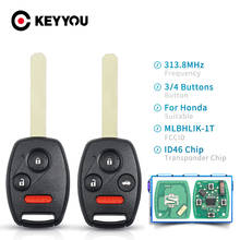 KEYYOU 3/4Buttons 313.8Mhz Remote Key Fob For Honda CRV 2007-2013 Accord 2008-2012 Fit MLBHLIK-1T ID46/PCF7961 Chip Car Key 2024 - buy cheap