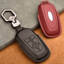 Genuine Leather Key Case for Ford Focus Edge Explorer 5 Mondeo Mk4 Escort Trurus TITANIUM Mustang Ranger Car Key Cover Ring 2024 - buy cheap