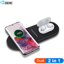 Estação de carregamento sem fio 20w, 2 em 1, para iphone 12, 11, xs, x, 8, airpods pro, dual qi, carregamento rápido para samsung s20, s10, fones, xiaomi, huawei 2024 - compre barato