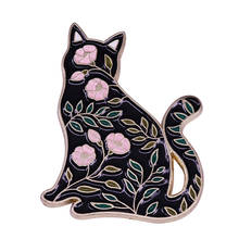 Floral cat enamel pin gorgeous flowers dainty aesthetics art collection 2024 - buy cheap