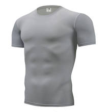 Мужская облегающая футболка с коротким рукавом и круглым вырезом для фитнеса, летняя мужская одежда 2023 - купить недорого
