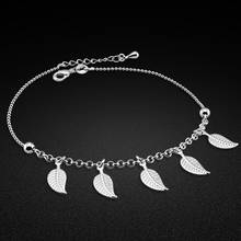 Minimalist minimalist 925 sterling silver anklet women's leaf pendant ankle bracelet original silver chain summer beach jewelry 2024 - buy cheap