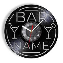 Reloj de pared con luz LED, accesorio de hora para vino con corte láser, con nombre de barra personalizado, con retroiluminación, decoración colgante Retro Para Club, Pub y Bar 2024 - compra barato