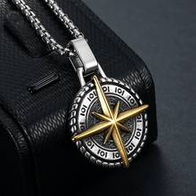 Round Pendant Cross Compass Necklace Men's Necklace Metal Sliding Round Cross Compass Pendant Necklace Accessories Party Jewelry 2024 - buy cheap