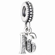 Original Alphabet & Numbers 16 Years Of Love With Star Pendant Beads Fit 925 Sterling Silver Charm Pandora Bracelet Diy Jewelry 2024 - buy cheap