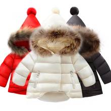 1-6 Years Toddler Baby Winter Jacket For Girls Coat Kids Warm Fur Collar Hooded Outerwear Fashion Jacket Pure Color 2024 - buy cheap