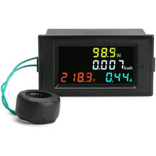 Voltímetro digital lcd colorido, amperímetro, medidor de voltagem, com transformador de corrente, ct, ac 80-300v 2024 - compre barato