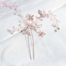 1PC Gold Crystal Pearl Flower Bridal Hair Pin Wedding Hair Accessories Hair Stick Women Headpiece Hair Jewelry RE3527 2024 - buy cheap