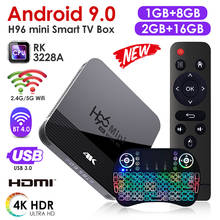 Tv box h96 rk3228a, mini, h8, 8gb/16gb, com android 9.0, reprodutor de mídia, quad core, 4k, vídeo 3d, banda dupla com teclado e mouse de ar 2024 - compre barato