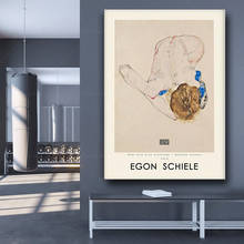 Póster de Egon, para mujer sentada, con medias azules, estampado de Egon, esquiele, exposición de arte 2024 - compra barato