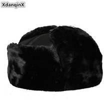 XdanqinX-gorros con orejeras cálidas para hombre, sombrero de cuero genuino, piel de oveja, sombreros de bombardero, gorros térmicos gruesos para ancianos, gorro de esquí 2024 - compra barato