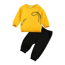Newborn Baby Boys 2-piece Outfits Long Sleeve Cartoon Dinosaur Print Pullover Top+Pants Clothes Set for Kids Boys 0-24M 2024 - buy cheap